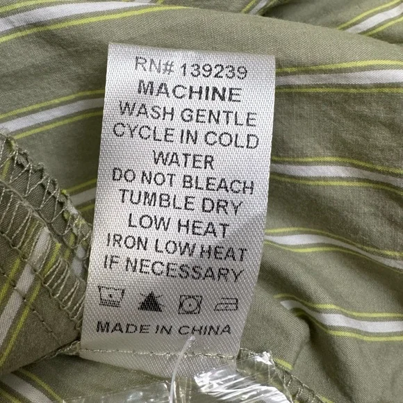 Tuckernuck Pomander Place Rohan Shirt Dress Green Striped Long Sleeves Pockets - Picture 14 of 16